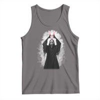 Funny Scary Bunny Face Ghost Heart Hand Sign Easter Day Tank Top