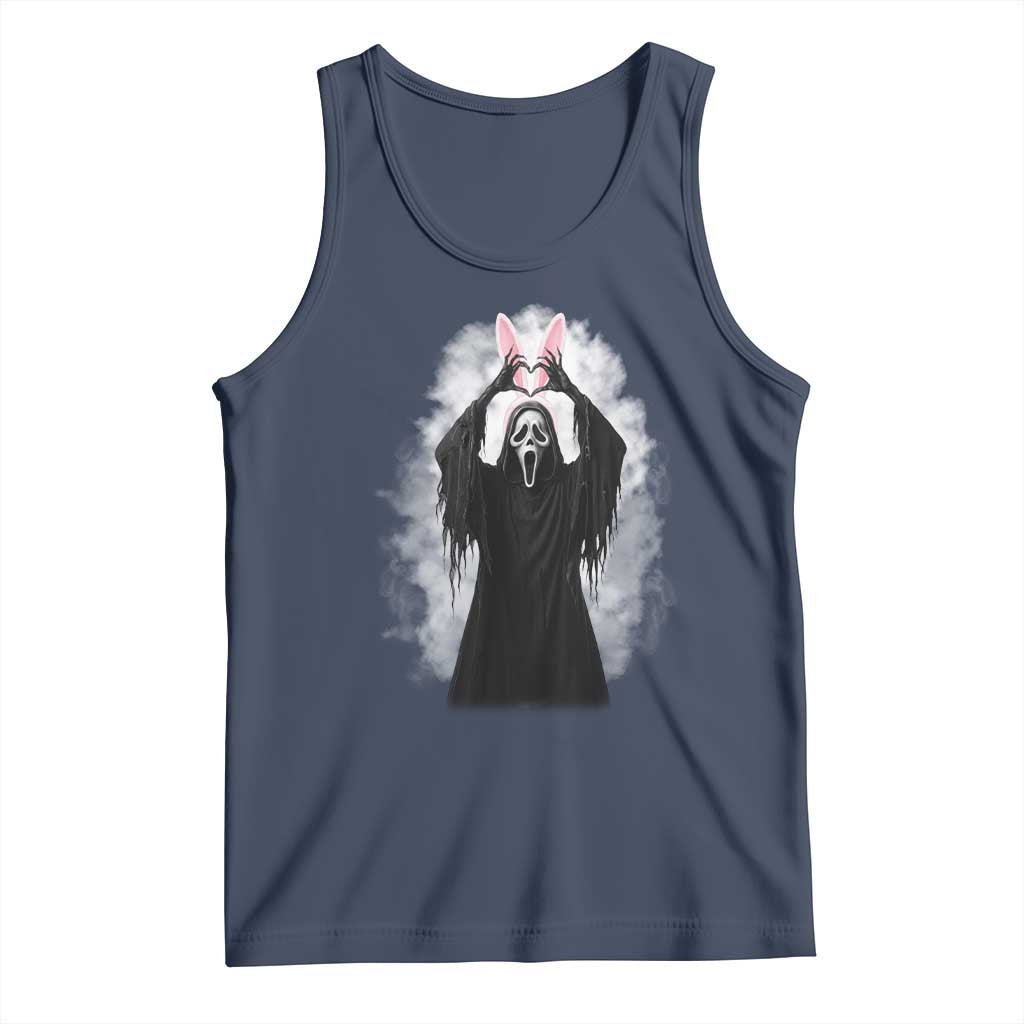 Funny Scary Bunny Face Ghost Heart Hand Sign Easter Day Tank Top