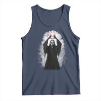 Funny Scary Bunny Face Ghost Heart Hand Sign Easter Day Tank Top