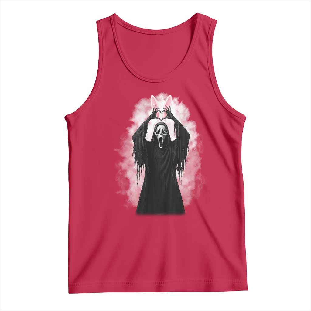 Funny Scary Bunny Face Ghost Heart Hand Sign Easter Day Tank Top
