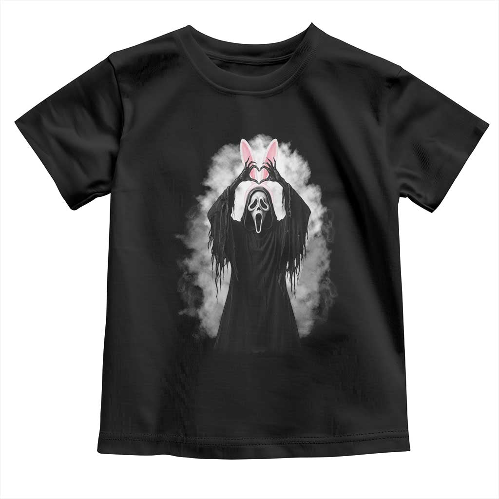 Funny Scary Bunny Face Ghost Heart Hand Sign Easter Day Toddler T Shirt