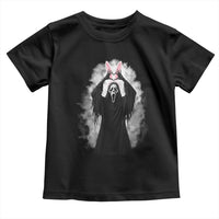 Funny Scary Bunny Face Ghost Heart Hand Sign Easter Day Toddler T Shirt