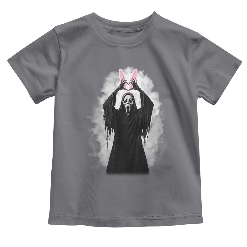 Funny Scary Bunny Face Ghost Heart Hand Sign Easter Day Toddler T Shirt