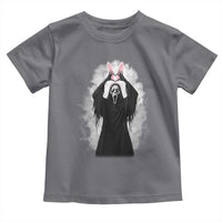 Funny Scary Bunny Face Ghost Heart Hand Sign Easter Day Toddler T Shirt