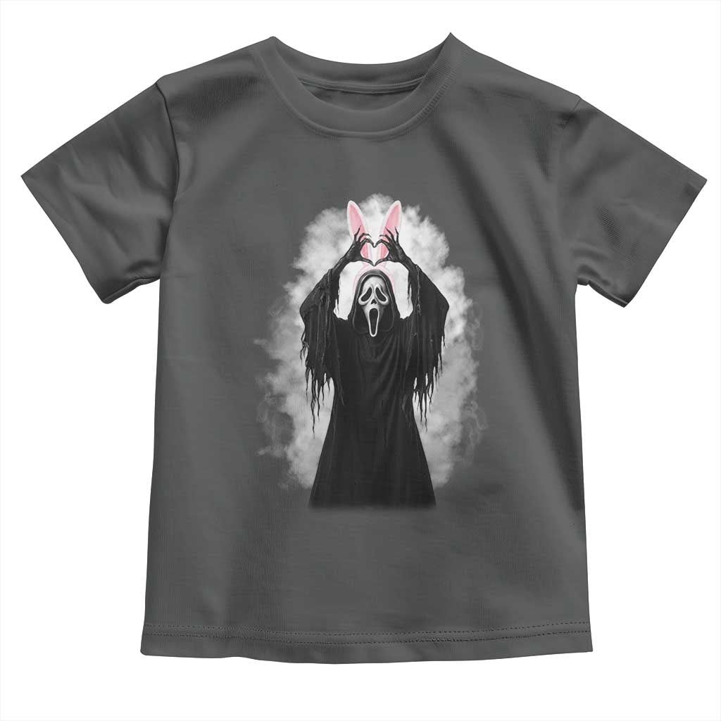 Funny Scary Bunny Face Ghost Heart Hand Sign Easter Day Toddler T Shirt