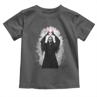 Funny Scary Bunny Face Ghost Heart Hand Sign Easter Day Toddler T Shirt