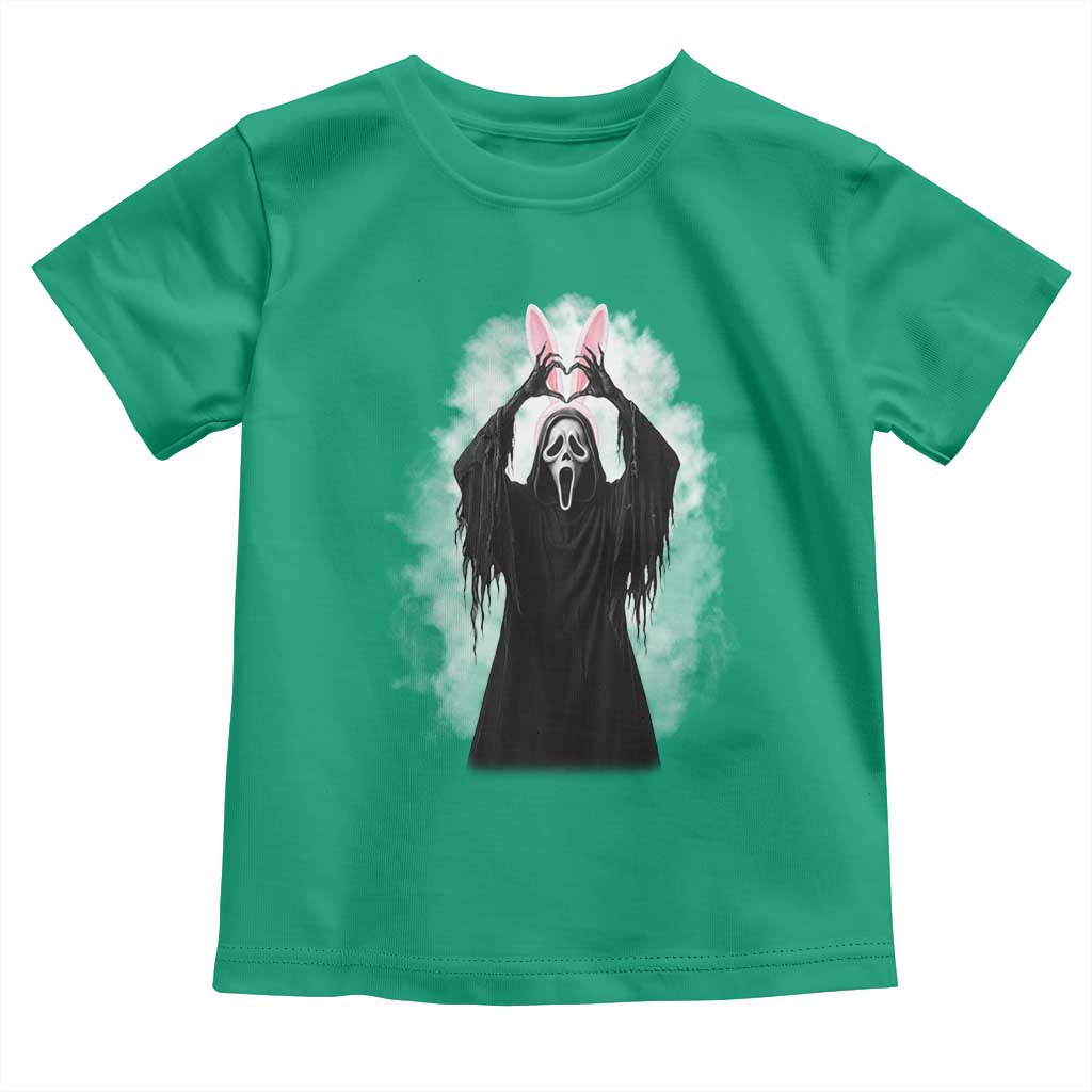 Funny Scary Bunny Face Ghost Heart Hand Sign Easter Day Toddler T Shirt