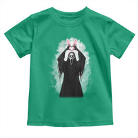 Funny Scary Bunny Face Ghost Heart Hand Sign Easter Day Toddler T Shirt