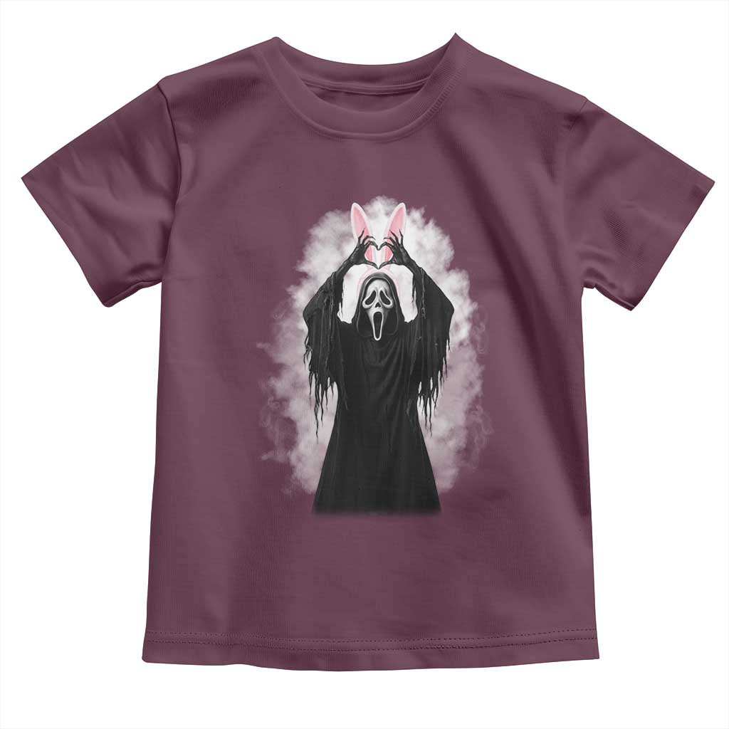 Funny Scary Bunny Face Ghost Heart Hand Sign Easter Day Toddler T Shirt