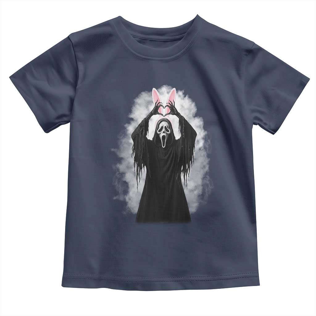 Funny Scary Bunny Face Ghost Heart Hand Sign Easter Day Toddler T Shirt