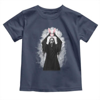 Funny Scary Bunny Face Ghost Heart Hand Sign Easter Day Toddler T Shirt