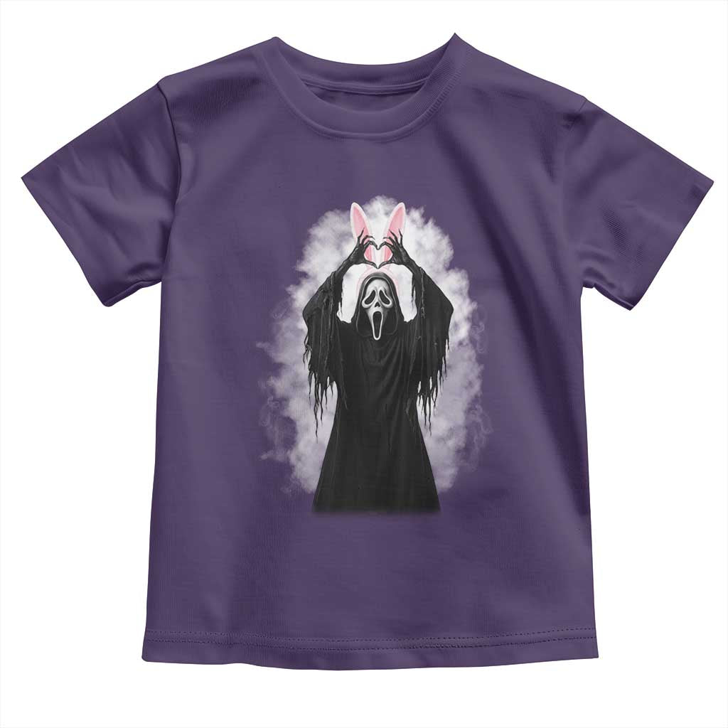 Funny Scary Bunny Face Ghost Heart Hand Sign Easter Day Toddler T Shirt