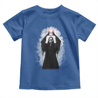 Funny Scary Bunny Face Ghost Heart Hand Sign Easter Day Toddler T Shirt