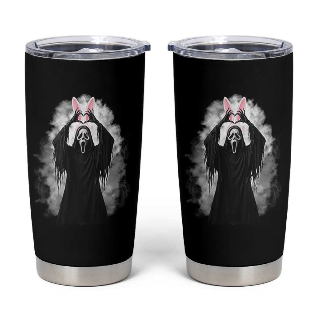 Funny Scary Bunny Face Ghost Heart Hand Sign Easter Day Tumbler Cup