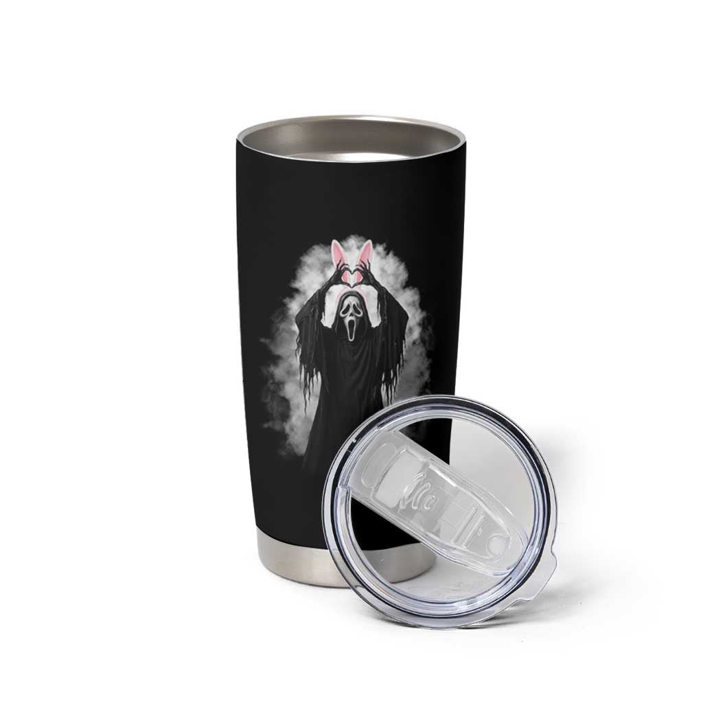 Funny Scary Bunny Face Ghost Heart Hand Sign Easter Day Tumbler Cup
