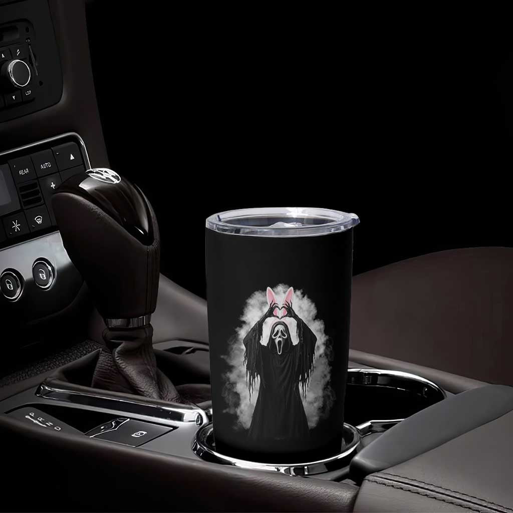 Funny Scary Bunny Face Ghost Heart Hand Sign Easter Day Tumbler Cup