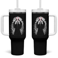 Funny Scary Bunny Face Ghost Heart Hand Sign Easter Day Tumbler With Handle
