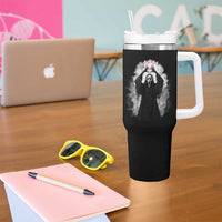 Funny Scary Bunny Face Ghost Heart Hand Sign Easter Day Tumbler With Handle