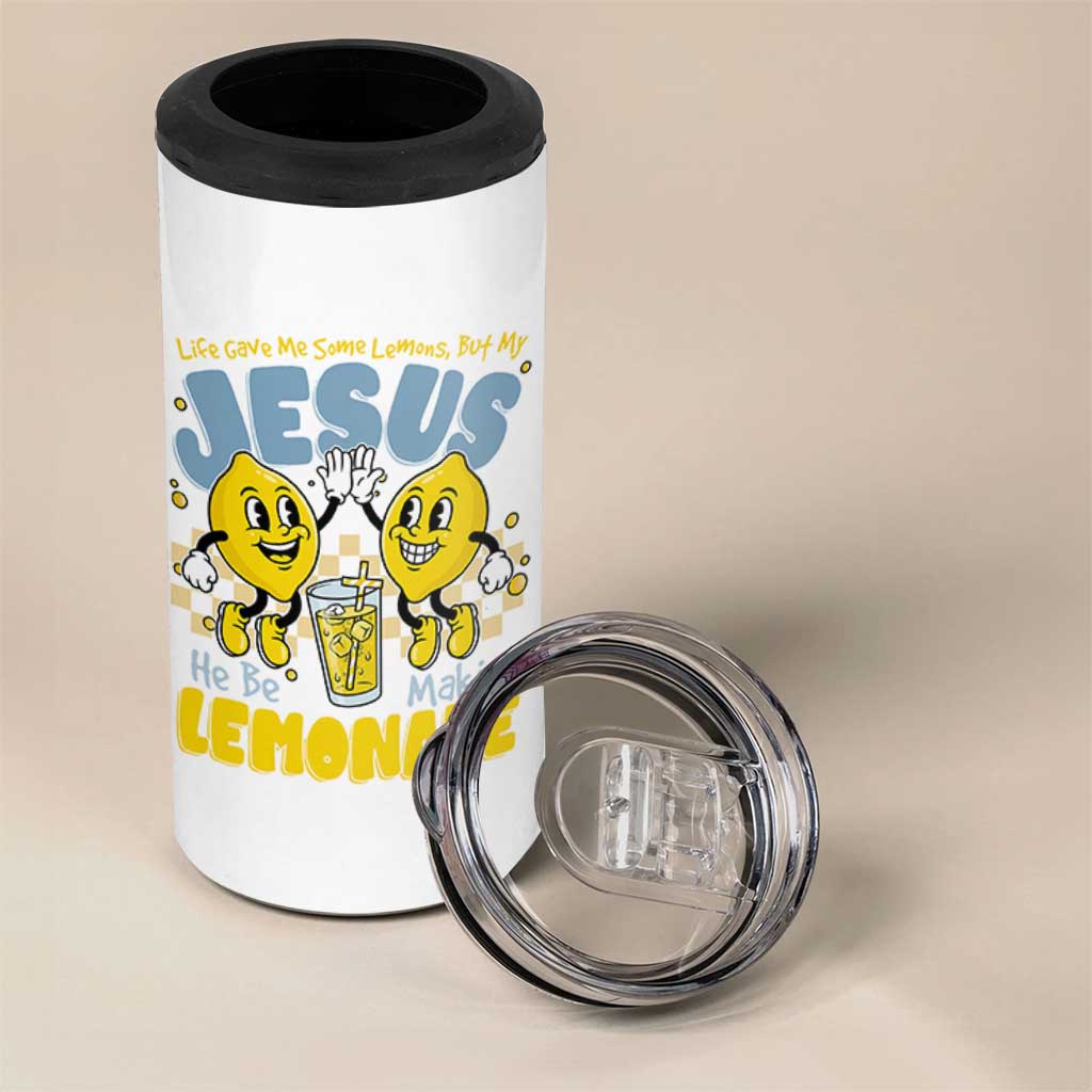 Life Gave Me Some Lemons But My Jesus He Be Makin Lemonade 4 in 1 Can Cooler Tumbler Retro Lemon