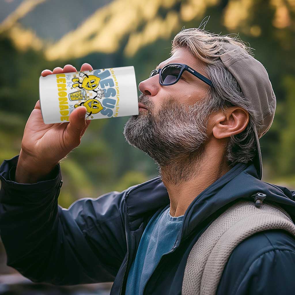 Life Gave Me Some Lemons But My Jesus He Be Makin Lemonade 4 in 1 Can Cooler Tumbler Retro Lemon