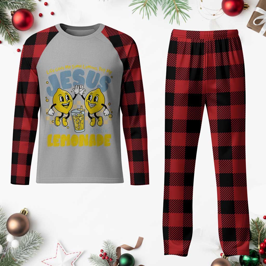 Life Gave Me Some Lemons But My Jesus He Be Makin Lemonade Plaid Pajama Set Retro Lemon