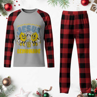 Life Gave Me Some Lemons But My Jesus He Be Makin Lemonade Plaid Pajama Set Retro Lemon