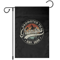 Promoted To Grandpa Est 2026 Garden Flag Grandparents Baby Announcement Retro Mountain