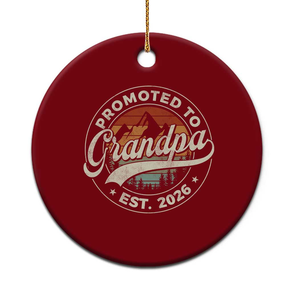 Promoted To Grandpa Est 2026 Ceramic Ornament Grandparents Baby Announcement Retro Mountain