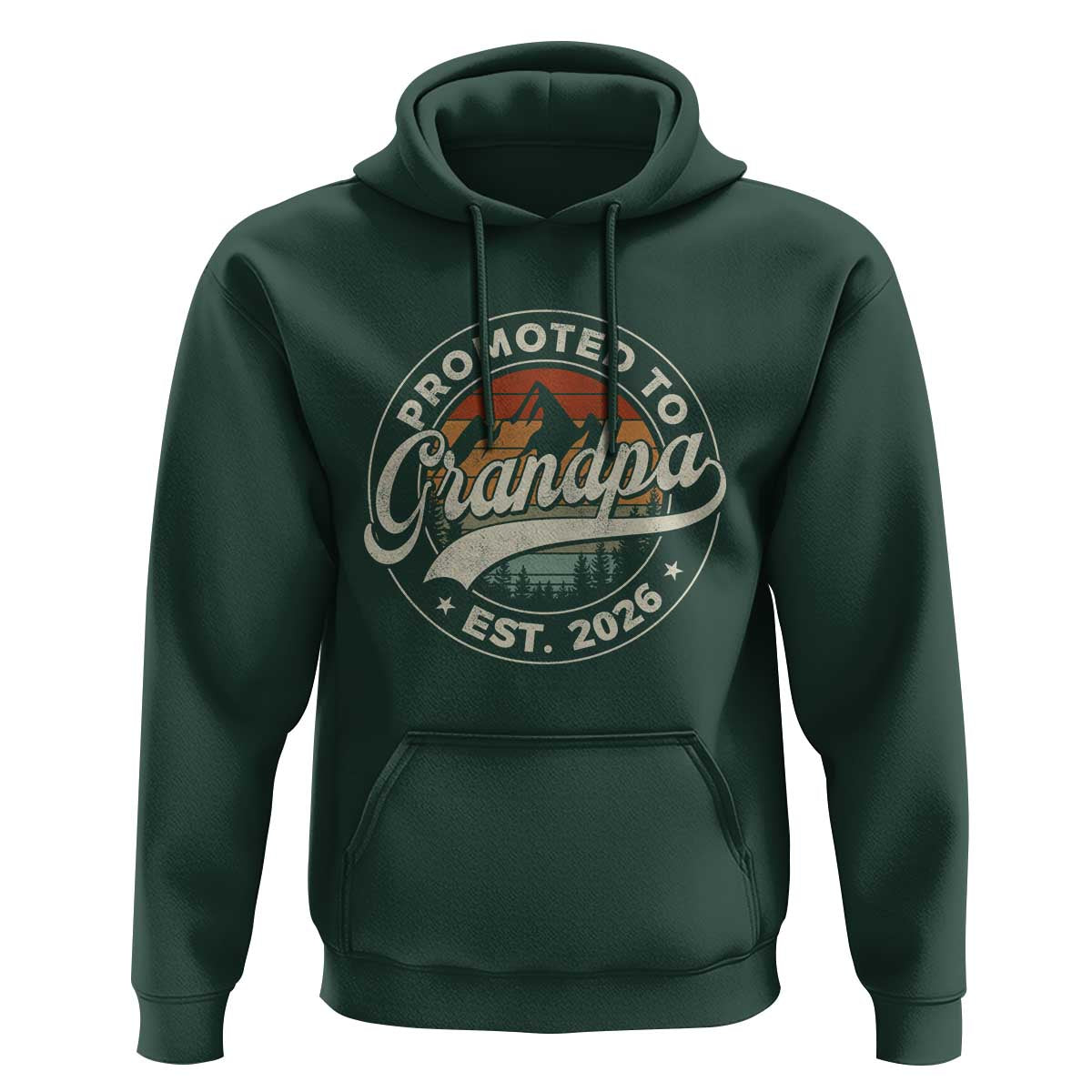 Promoted To Grandpa Est 2026 Hoodie Grandparents Baby Announcement Retro Mountain