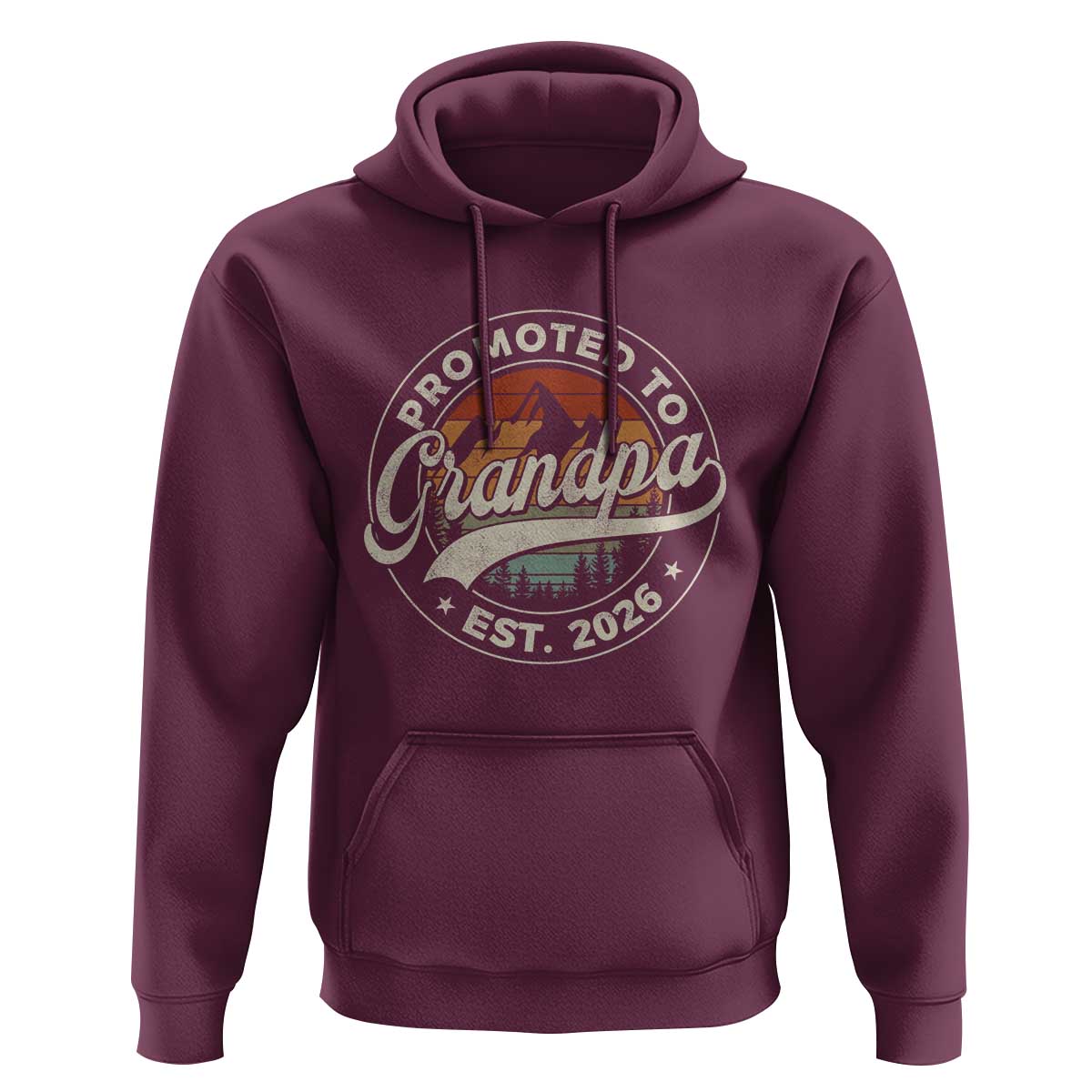 Promoted To Grandpa Est 2026 Hoodie Grandparents Baby Announcement Retro Mountain
