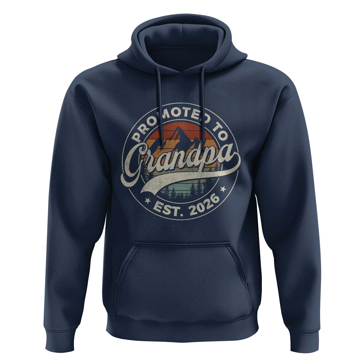 Promoted To Grandpa Est 2026 Hoodie Grandparents Baby Announcement Retro Mountain