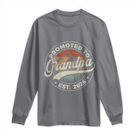 Promoted To Grandpa Est 2026 Long Sleeve Shirt Grandparents Baby Announcement Retro Mountain
