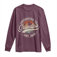 Promoted To Grandpa Est 2026 Long Sleeve Shirt Grandparents Baby Announcement Retro Mountain