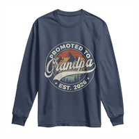 Promoted To Grandpa Est 2026 Long Sleeve Shirt Grandparents Baby Announcement Retro Mountain