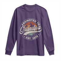 Promoted To Grandpa Est 2026 Long Sleeve Shirt Grandparents Baby Announcement Retro Mountain