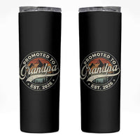 Promoted To Grandpa Est 2026 Skinny Tumbler Grandparents Baby Announcement Retro Mountain