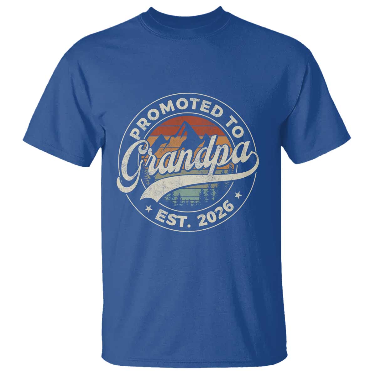 Promoted To Grandpa Est 2026 T Shirt Grandparents Baby Announcement Retro Mountain
