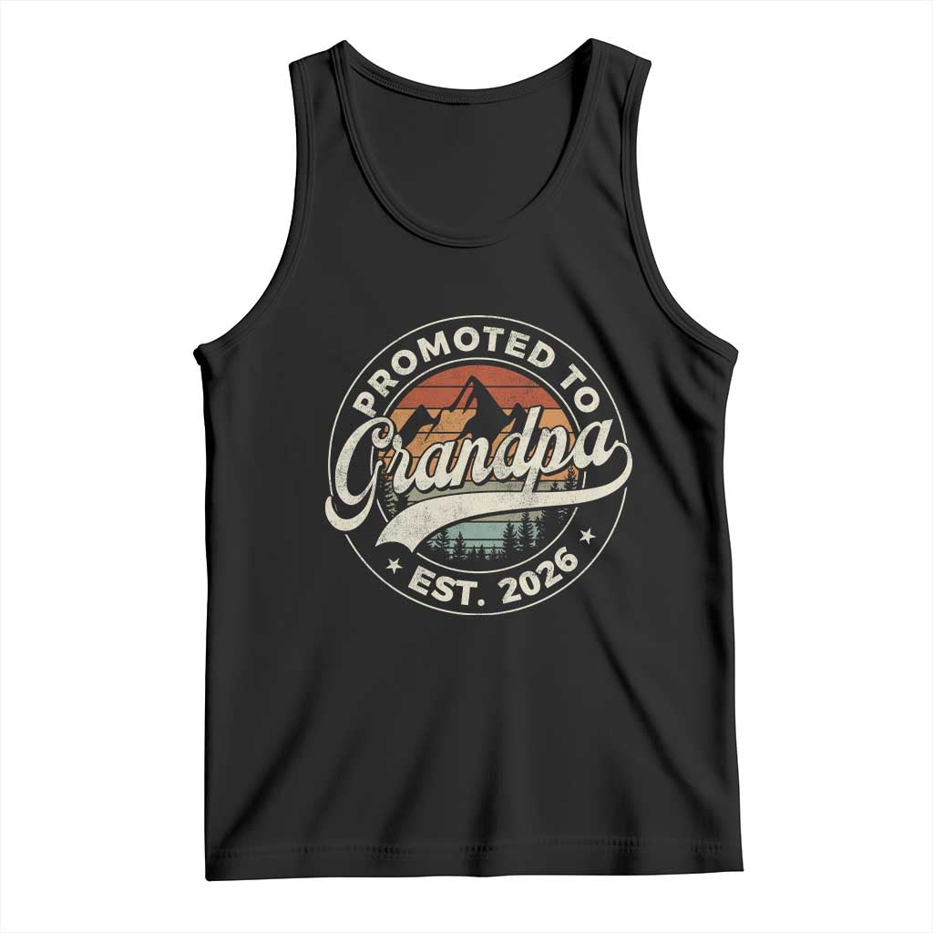 Promoted To Grandpa Est 2026 Tank Top Grandparents Baby Announcement Retro Mountain