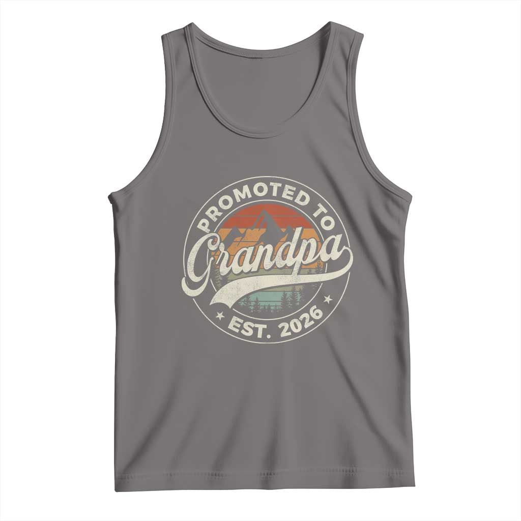 Promoted To Grandpa Est 2026 Tank Top Grandparents Baby Announcement Retro Mountain
