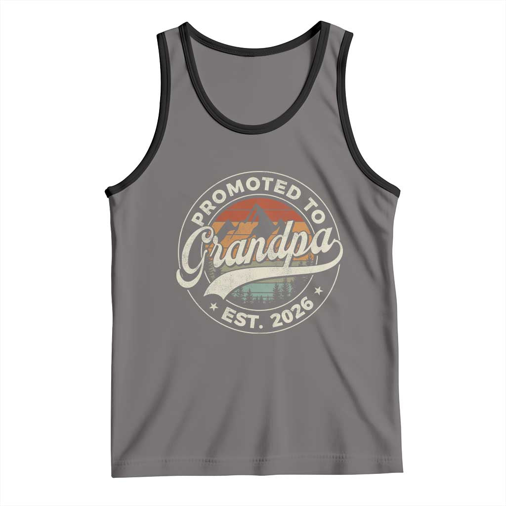 Promoted To Grandpa Est 2026 Tank Top Grandparents Baby Announcement Retro Mountain