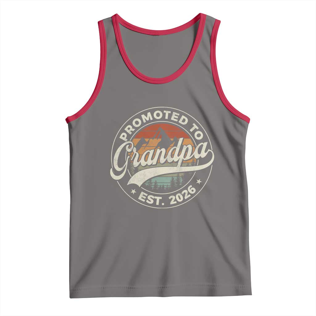 Promoted To Grandpa Est 2026 Tank Top Grandparents Baby Announcement Retro Mountain