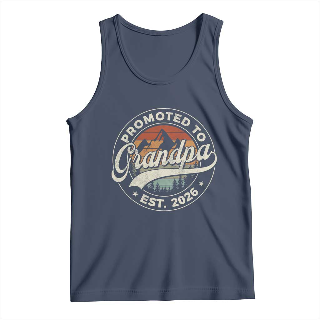 Promoted To Grandpa Est 2026 Tank Top Grandparents Baby Announcement Retro Mountain