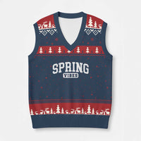Spring Vibes V-Neck Knit Sweater Vest Spring Break Easter Day Bold Text
