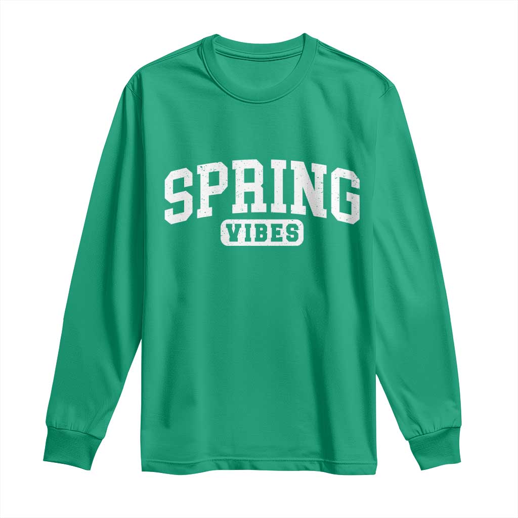 Spring Vibes Long Sleeve Shirt Spring Break Easter Day Bold Text