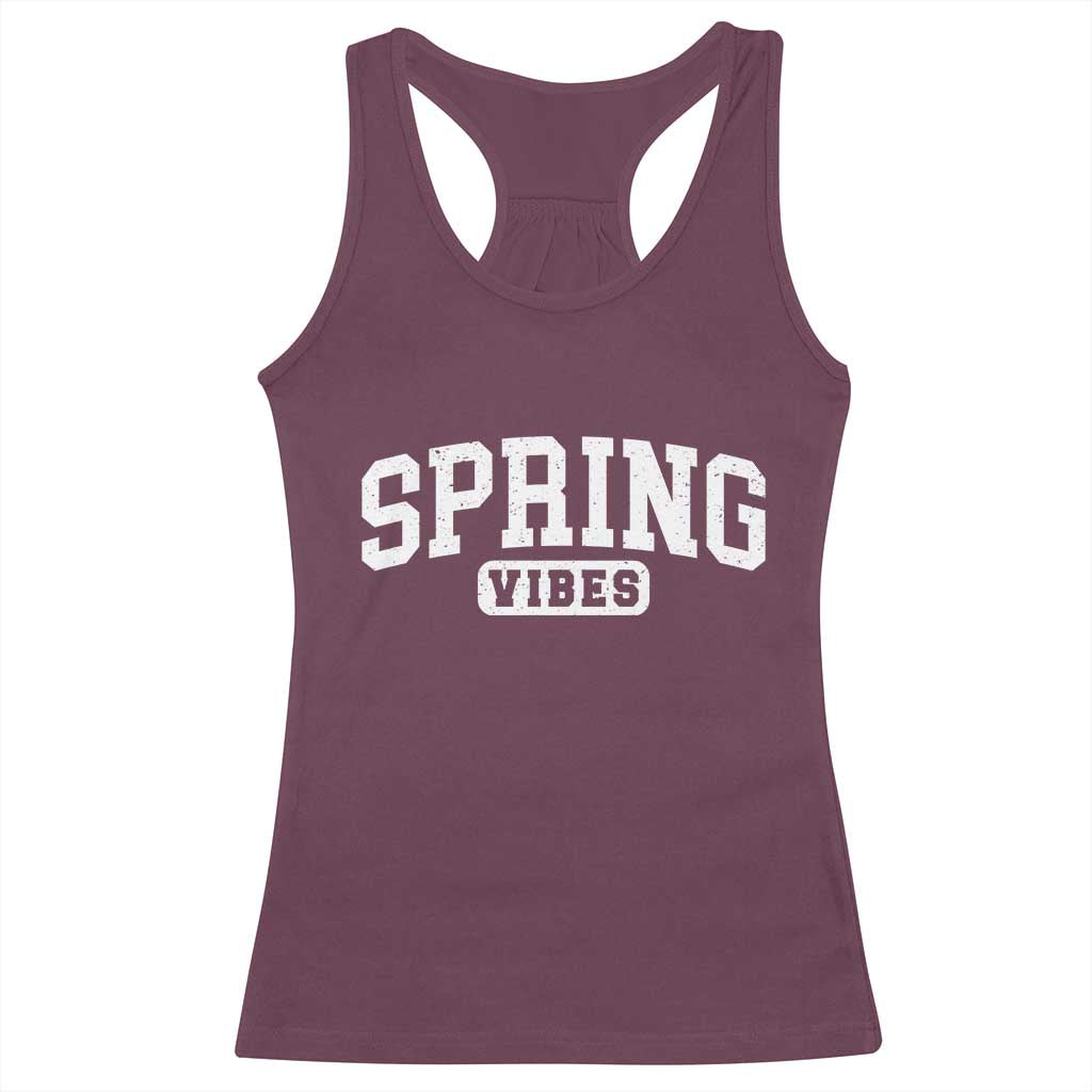 Spring Vibes Racerback Tank Top Spring Break Easter Day Bold Text
