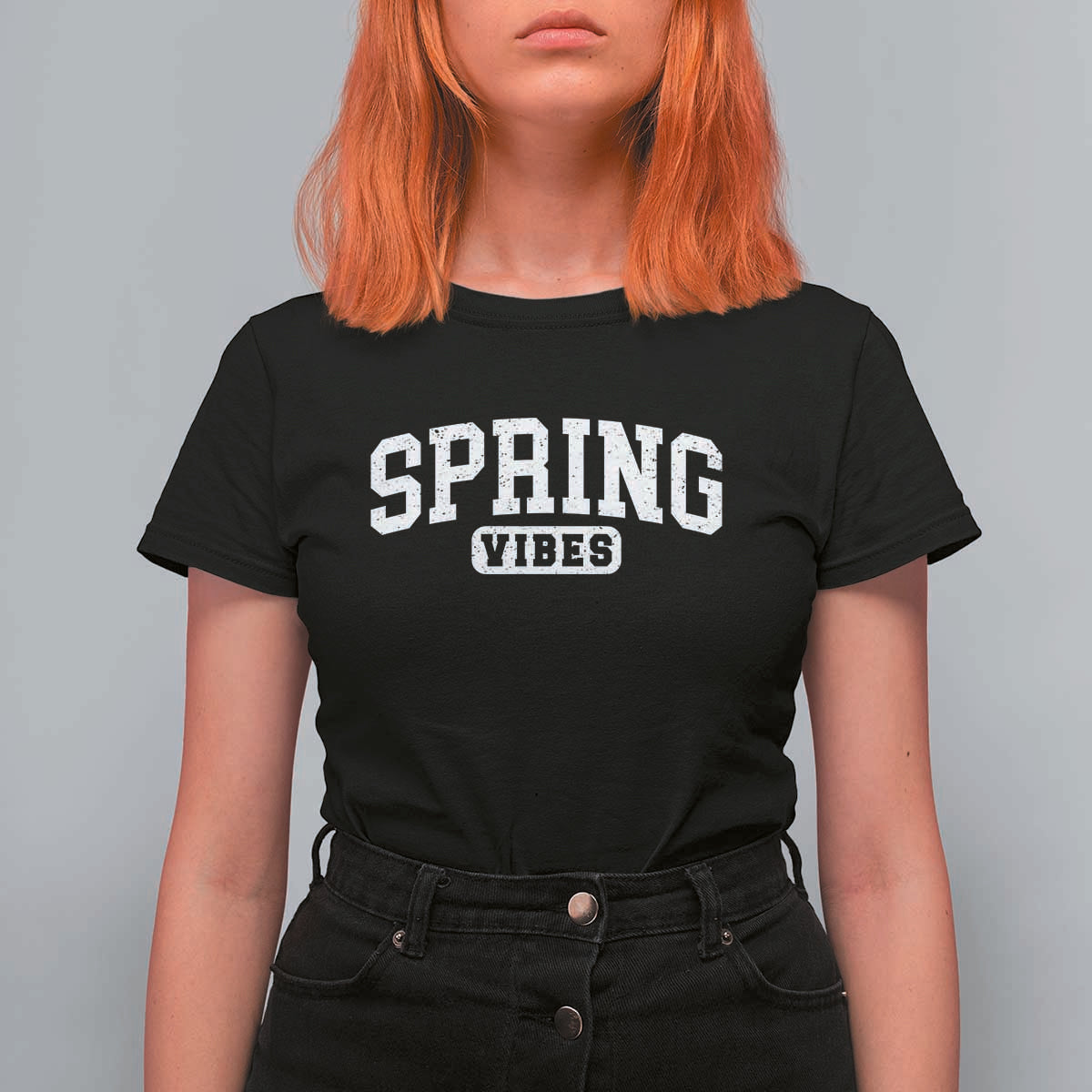 Spring Vibes T Shirt For Women Spring Break Easter Day Bold Text