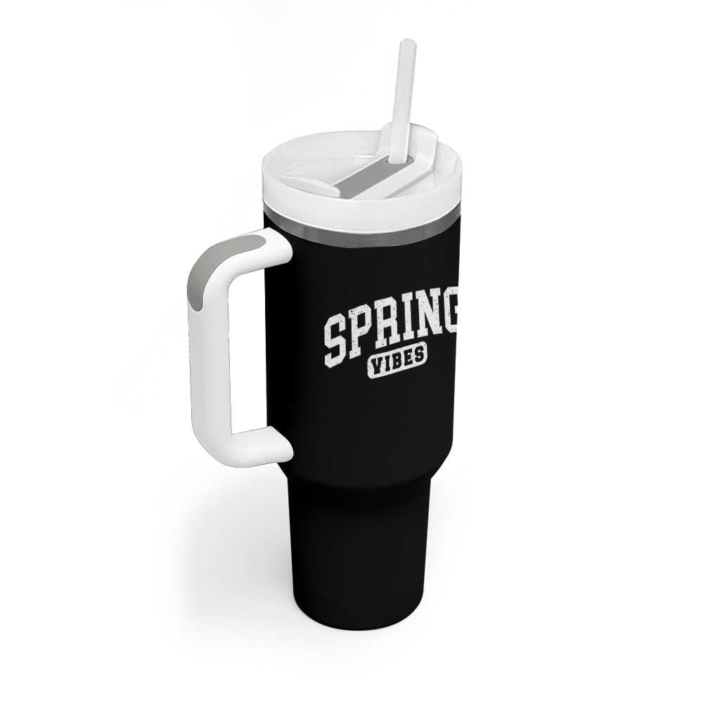 Spring Vibes Tumbler With Handle Spring Break Easter Day Bold Text