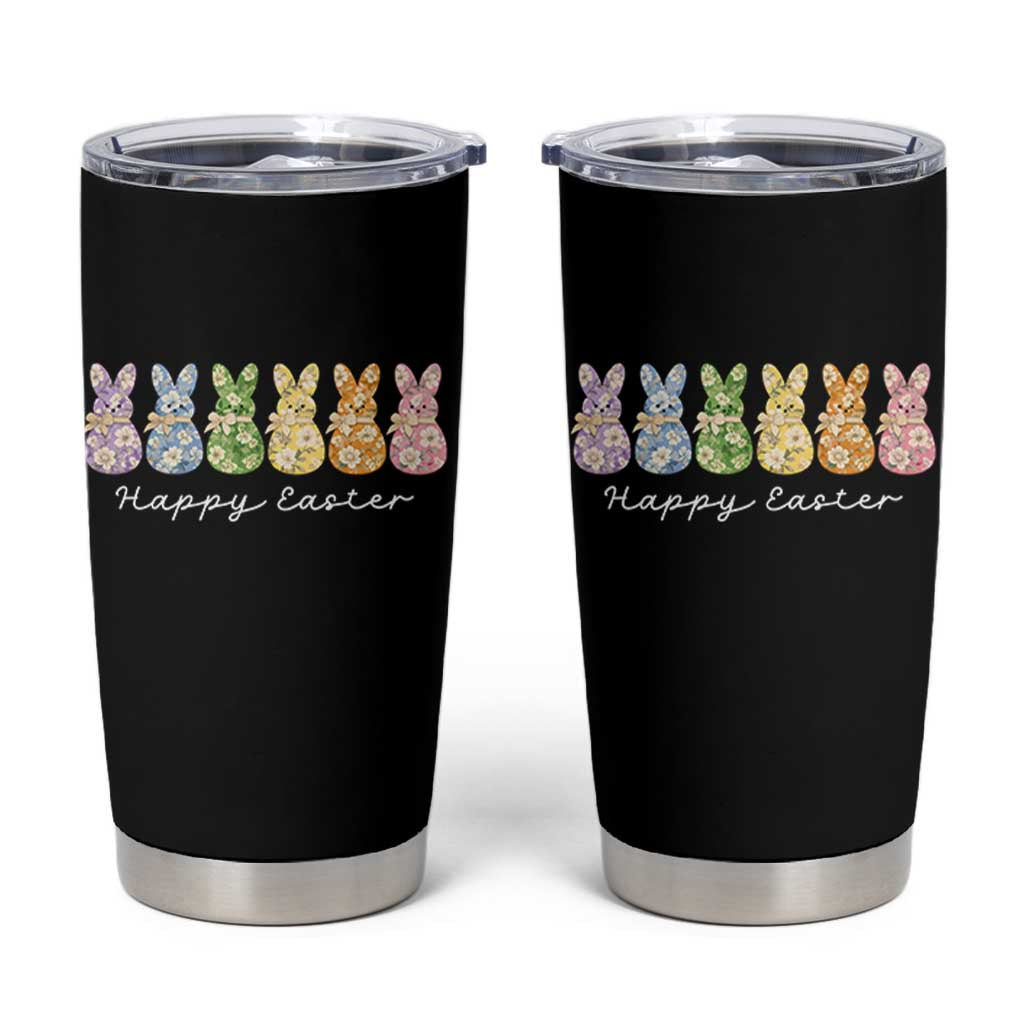Happy Easter Day Vintage Colorful Floral Sugary Bunnies Tumbler Cup