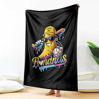Funny Banana Baseball Drip Throw Blanket Lets Go Bananas Ice Cream Dripping Sport
