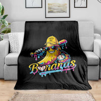 Funny Banana Baseball Drip Throw Blanket Lets Go Bananas Ice Cream Dripping Sport
